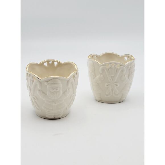 Lenox Votive Tea Candle Holders Merry Lights Christmas Santa Ivor of 2 - Picture 1 of 9